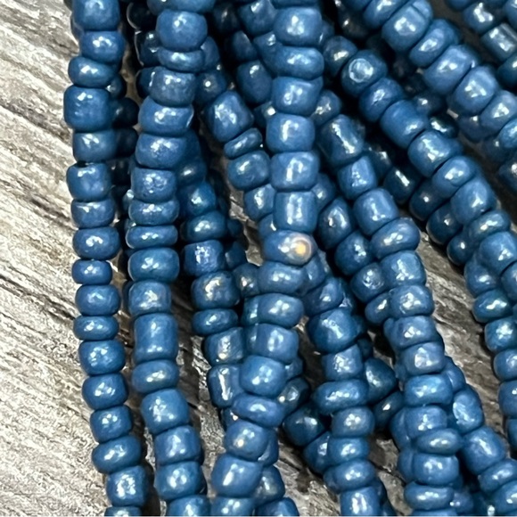 Handmade Dark Blue Multi Strand Seed Bead Boho Style Necklace W/ Yarn 19 Strands - Picture 16 of 16
